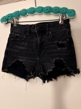 American Eagle Outfitters Black Distressed Denim Cutoff Shorts